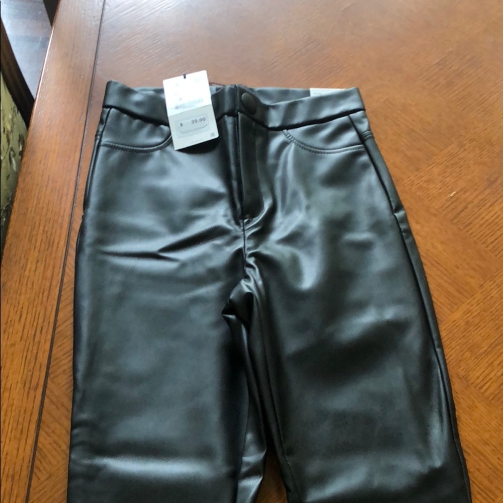 Zara leather flare pants